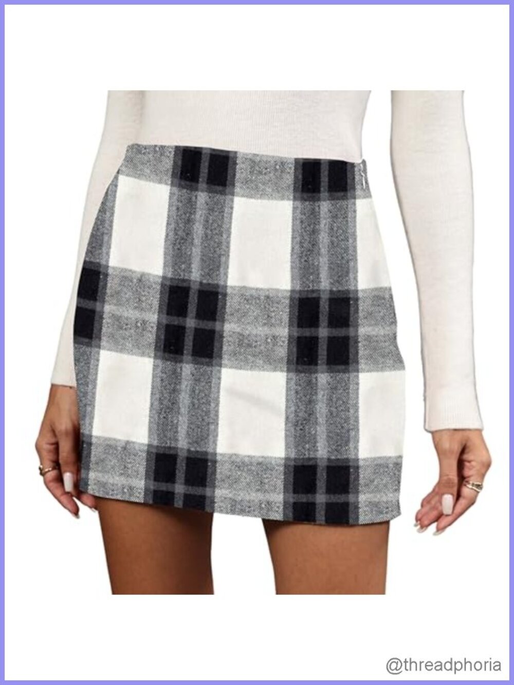 Women's High Waisted Bodycon Wool Flannel Plaid Mini Skirt